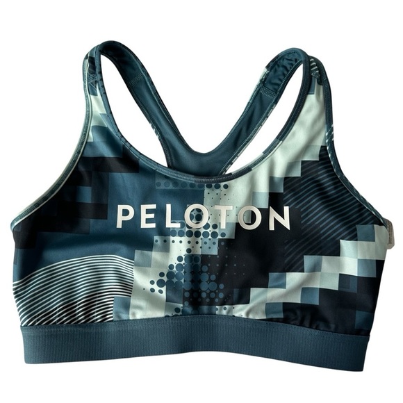 Peloton Blue and Green Mosaic Sports Bra - Picture 1 of 5